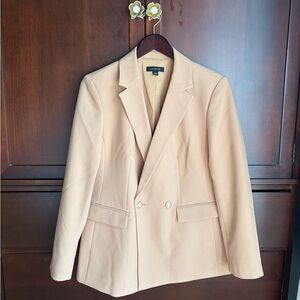 Ann Taylor Double-Breasted Blazer in Light Beige